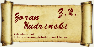 Zoran Mudrinski vizit kartica